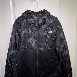 The North Face Gray and Black Camouflage Jacket